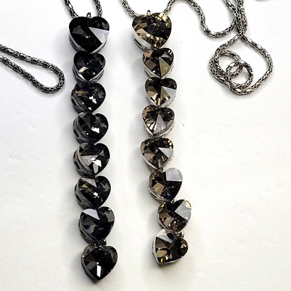 Crystal Heart Shape Pendants Necklace Long Statement Heart shape Necklace - Picture 10 of 14